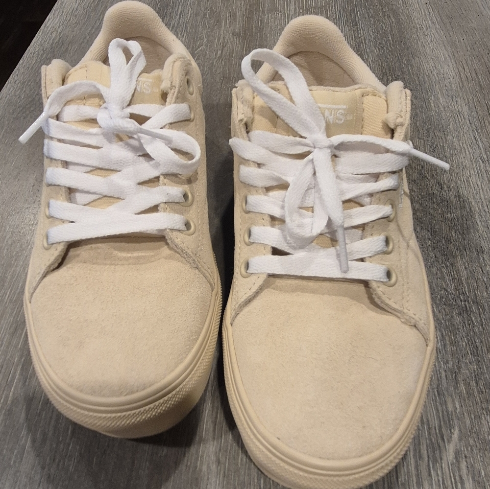 Vans Cream Lace-Up Sneakers